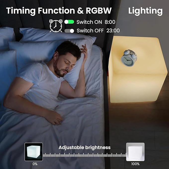 LOFTEK 20-inch LED Lighted Cube Table, Large Cube Chair Light, 16 RGB Colors