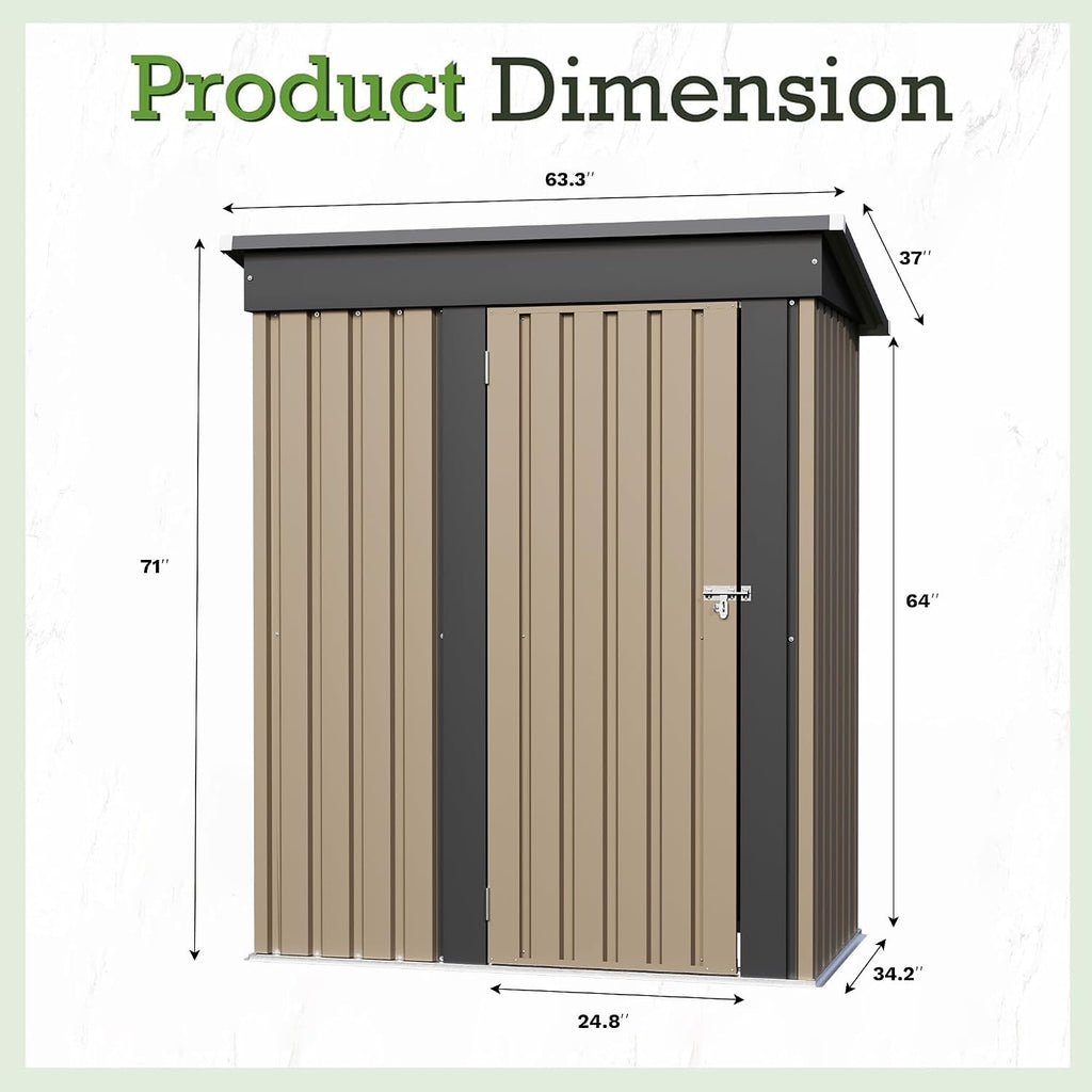 furniwell 5x3 ft outdoor storage shed, metal garden, package contents