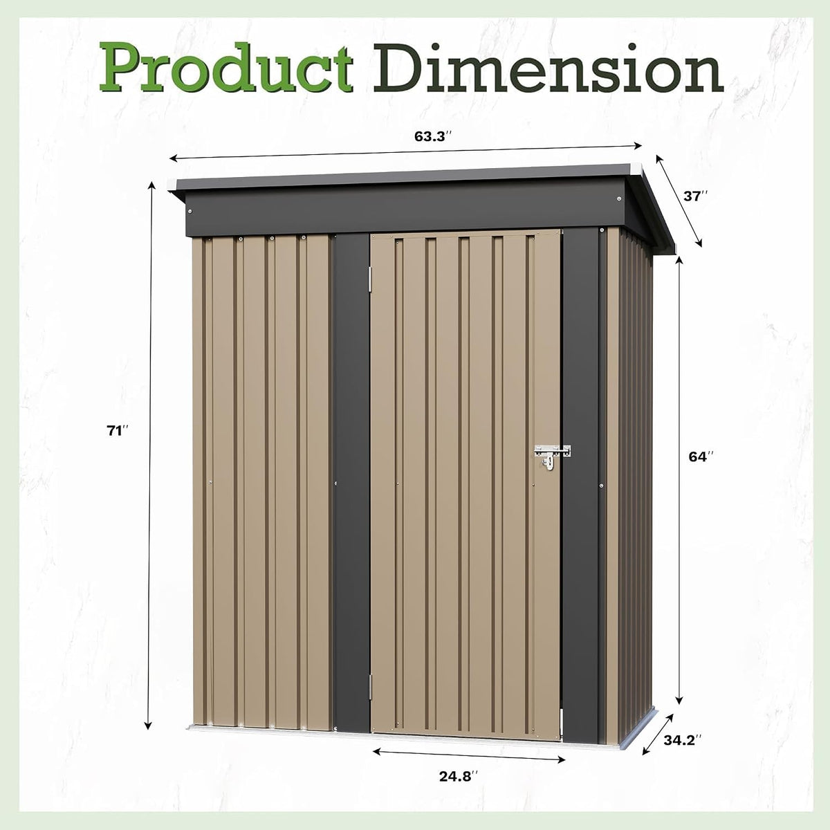 furniwell 5x3 ft outdoor storage shed, metal garden, package contents