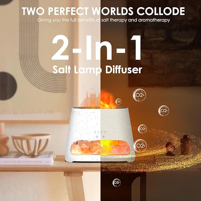 SALKING 2-in-1 Himalayan Salt Lamp & Ultrasonic Essential Oil Diffuser