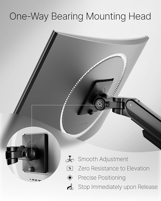monTEK Deluxe Monitor Arm with USB A/C up to 40 Inch Holds 26.4 lbs Curved
