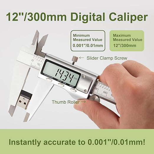 SCITOOLS All-Metal Digital Caliper 0-12" Measuring Tool, Micrometer Caliper