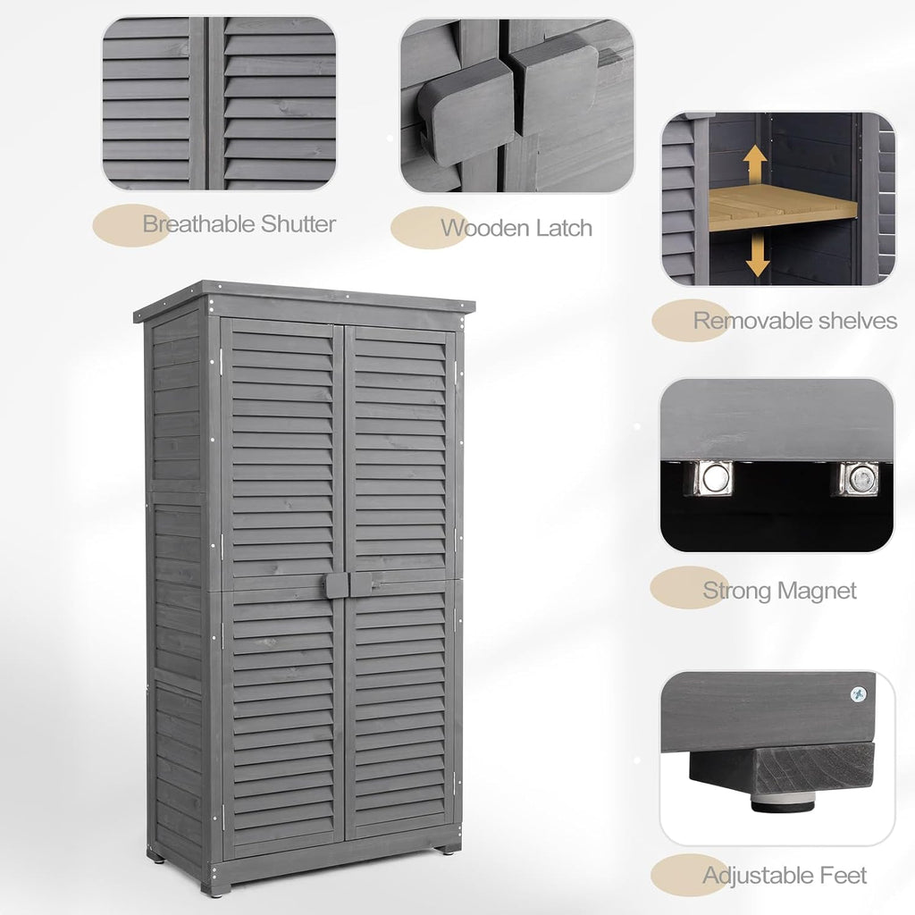 outvita outdoor storage cabinet, 63in, grey, close-up detail