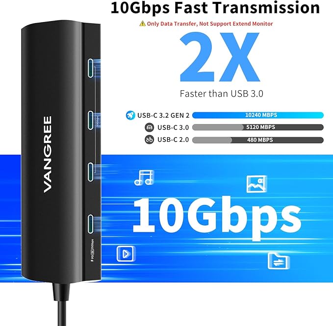 USB C Hub 8 in 1 Multiport Adapter, 3 USB 3.2 Gen 2 Ports
