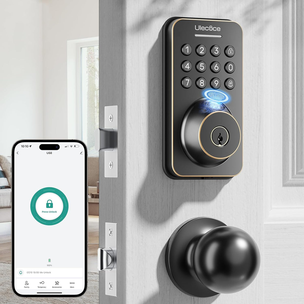 Ulecoce Fingerprint Keypad Deadbolt