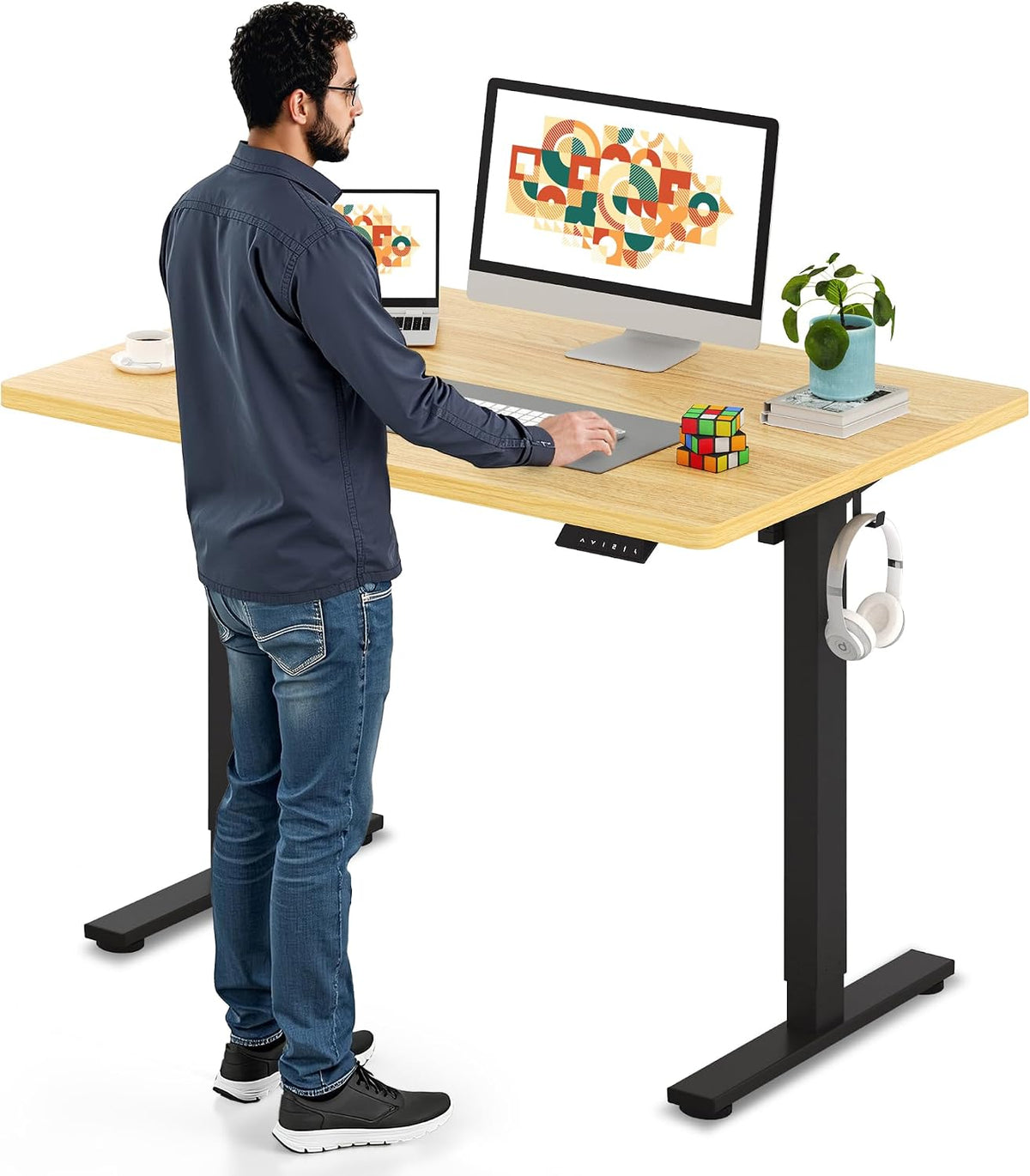 SANODESK Electric Standing Desk 48 x 30 Inches Whole-Piece Desktop Height