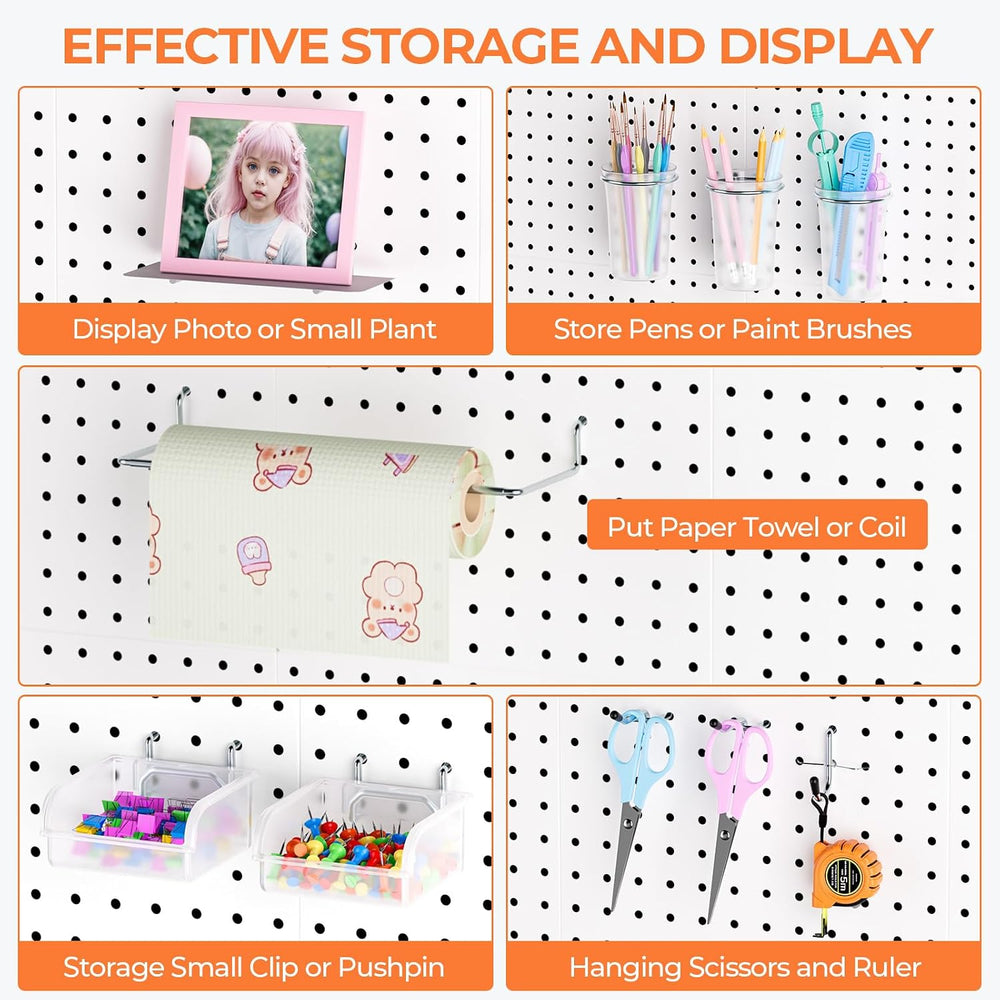 INCLY 70PCS Metal Peg Board Kit with 1/4" Pegboard Accessories