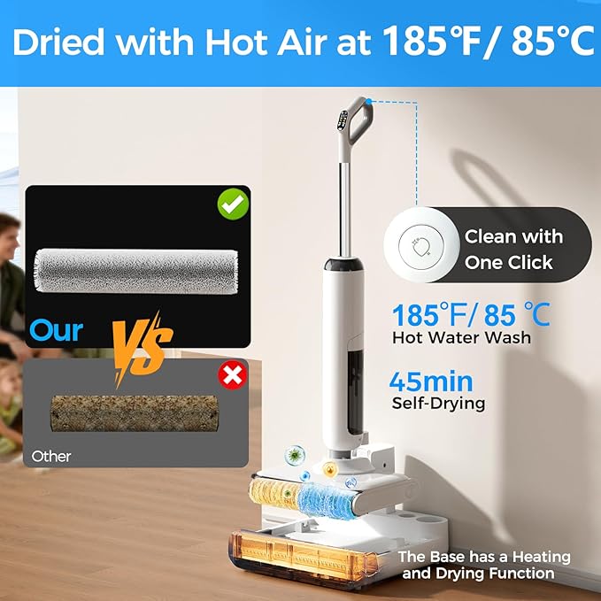 HABIUBIU Wet Dry Vacuum Cleaner, 180° Lay-Flat Cordless Vacuum Mop Combo