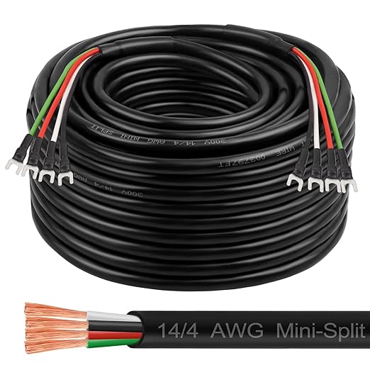 MOOKEERF 14/4 AWG Mini-Split Cable - 150FT 14 AWG 4 Conductor Control Cable