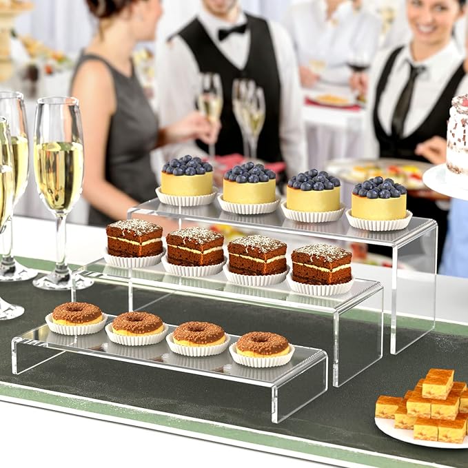 HIIMIEI Acrylic Display Riser, Thickened to 5mm Clear Rectangular Display Shelf (6 Pcs)