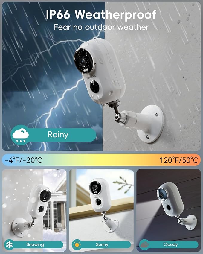 ZUMIMALL Solar Security Cameras Wireless Outdoor, Solar Camera Outdoor Wireless (2 Packs)