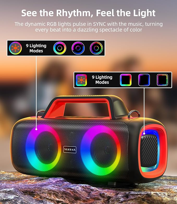 Portable Bluetooth Speaker Wireless, 140W Peak Loud Sound