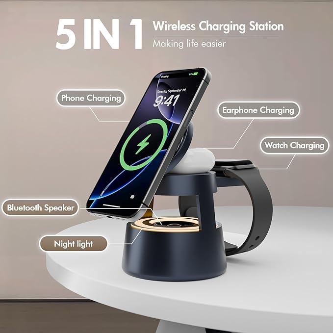 5 in 1 Magnetic Wireless Charger Bluetooth Speakers and Night Light