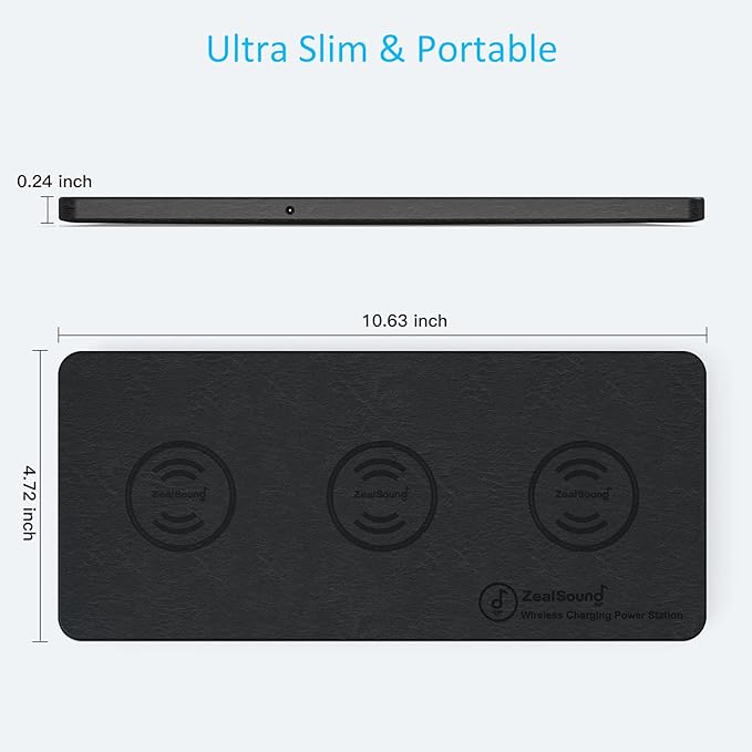 Wireless Charging Pad, ZealSound Ultra-Slim Triple Charger Station