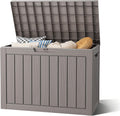Waterproof Outdoor Storage Box, Resin Patio Bin,50 Gal,Grey