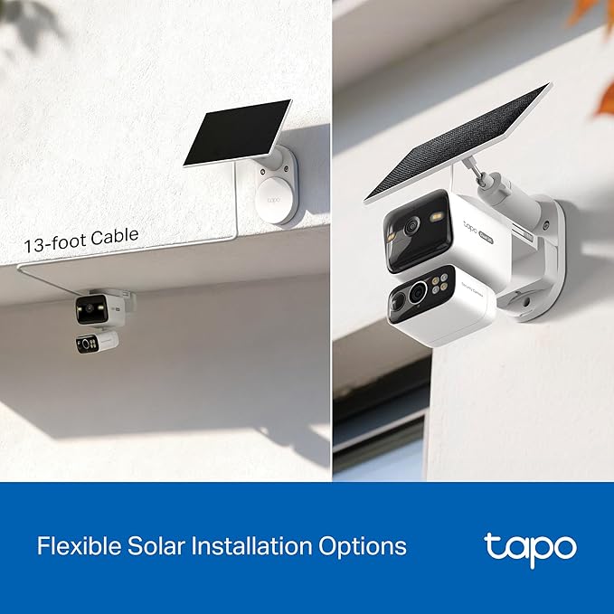 Tapo 2K Dual Lens Pan/Tilt Security Battery Camera Wireless w/Solar Panel