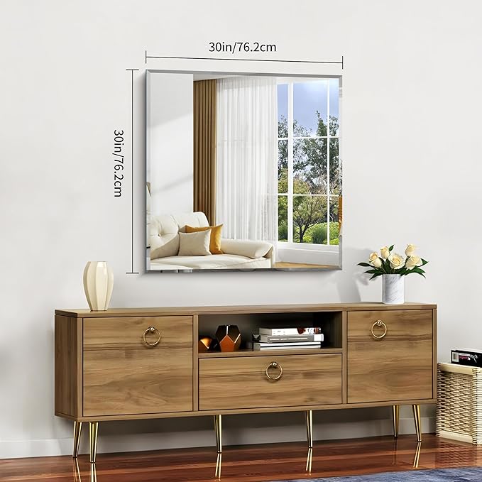CILIBER Beveled Mirror, 30x30 inch Square Bathroom Mirrors