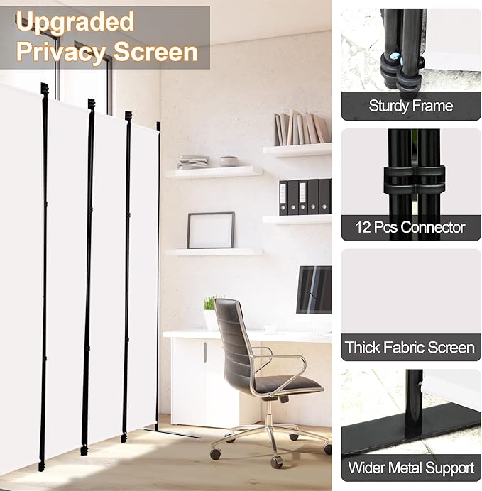 MAYOLIAH 4 Panel Room Divider Screen 6Ft Tall Foldable Privacy Dividers Indoor