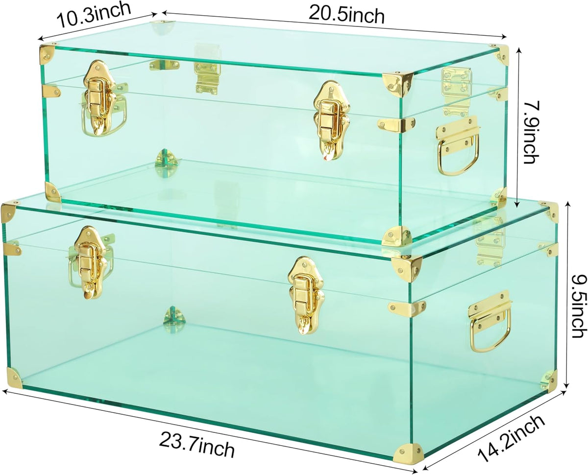 vixdonos acrylic storage chest decorative trunk set of shown in use
