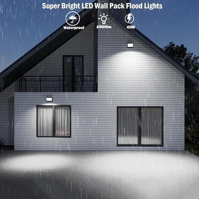 rosykite 40W LED Wall Pack Lights Outdoor Motion Sensor, 360 °Rotation 5000K