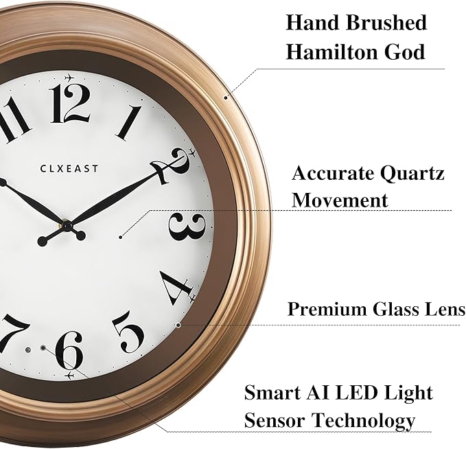 CLXEAST 18 Inch Glow in The Dark Wall Clocks