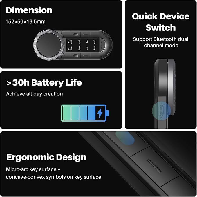 HUION Keydial Remote Bluetooth Programmable Keypad