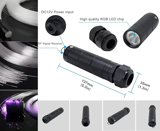 AZIMOM Car Use Bluetooth 6W RGBW LED Fiber Optic Lights Star Ceiling Light Kit