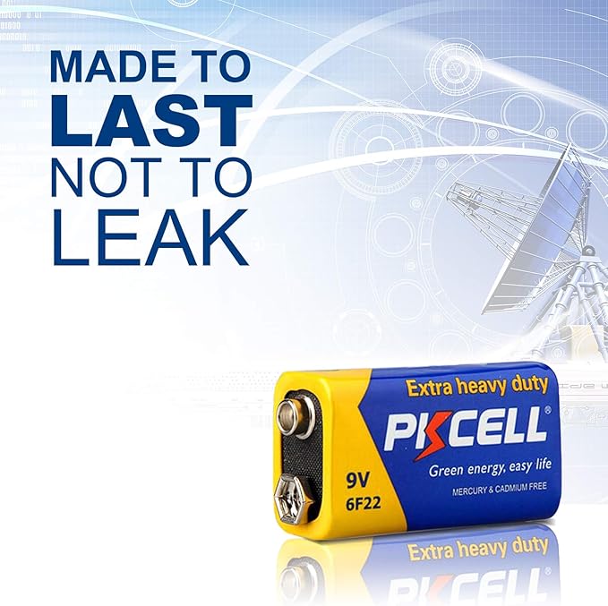PKCELL 9V Batteries, 100 Pack 9 Volt Batteries Carbon Zinc, 9V Battery