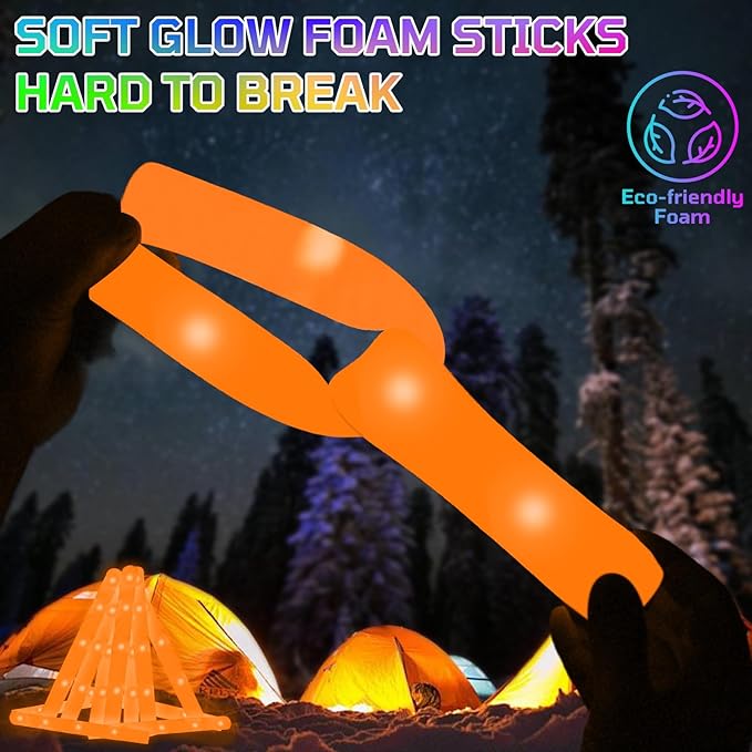 Foam Glow Sticks Bulk, 30 PCS Orange Light Up Foam Sticks 3 Modes, Glow Party Supplies for Wedding,Raves, Carnival, Concert, 4th of July, Halloween, Christmas, New Year