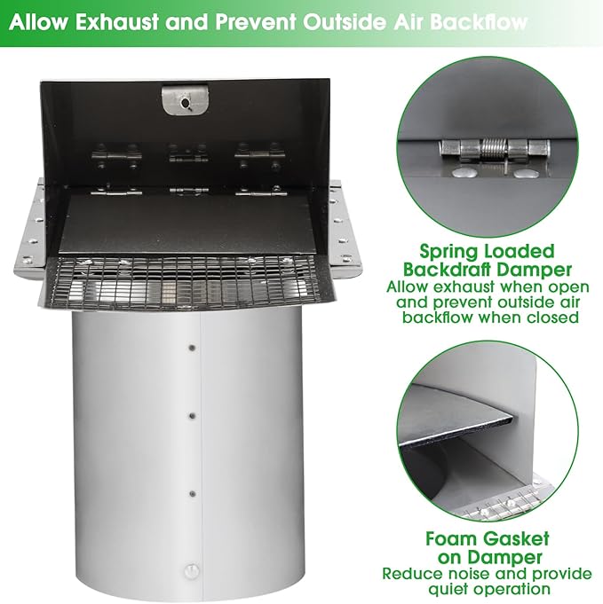 Dryer Vent Cover Outdoor 4 Inch, Dryer Vent Cover Outside, Exterior Hooded Wall