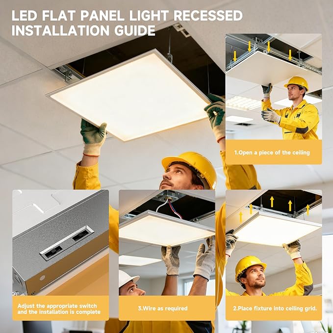6 Pack 2x2 LED Flat Panel Light Drop Ceiling Office Fixture, Surface Mount Drop