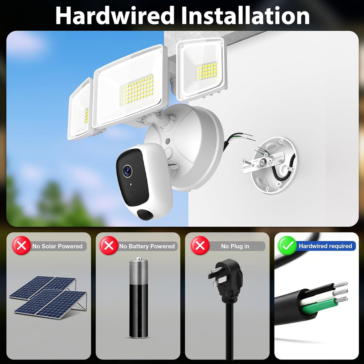 onforu hardwired floodlight camera outdoor, flood light security shown in use