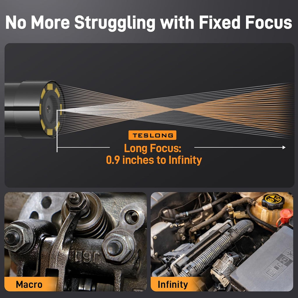 teslong 2.0mp usb-c auto focus borescope for plumbing, close-up detail