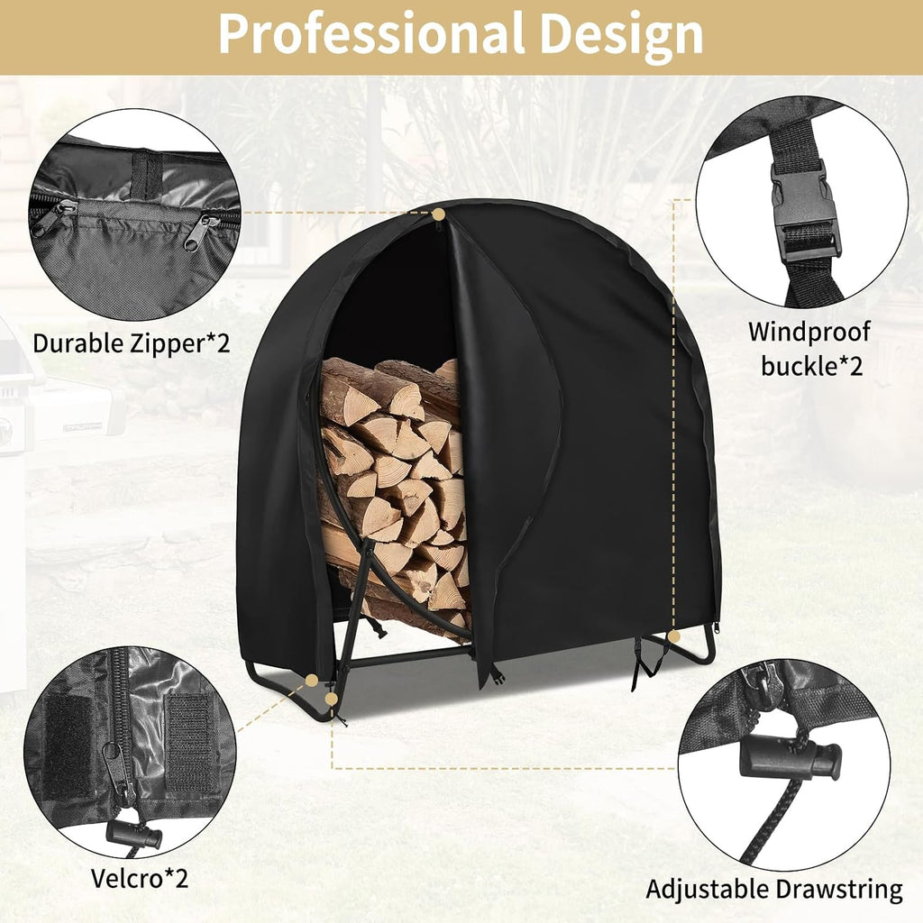 akefit 40 inch firewood log hoop cover, heavy, close-up detail