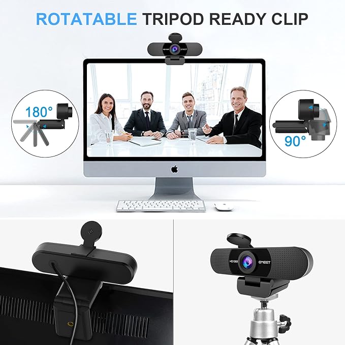 EMEET 1080P Webcam with Microphone, C960 Web Camera, 2 Mics Streaming Webcam