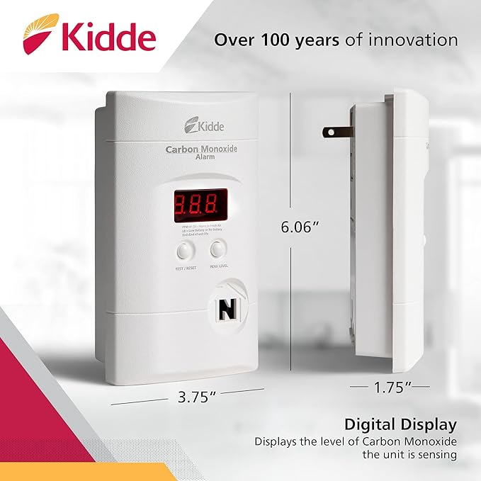 Kidde Carbon Monoxide Detector, Plug In Wall