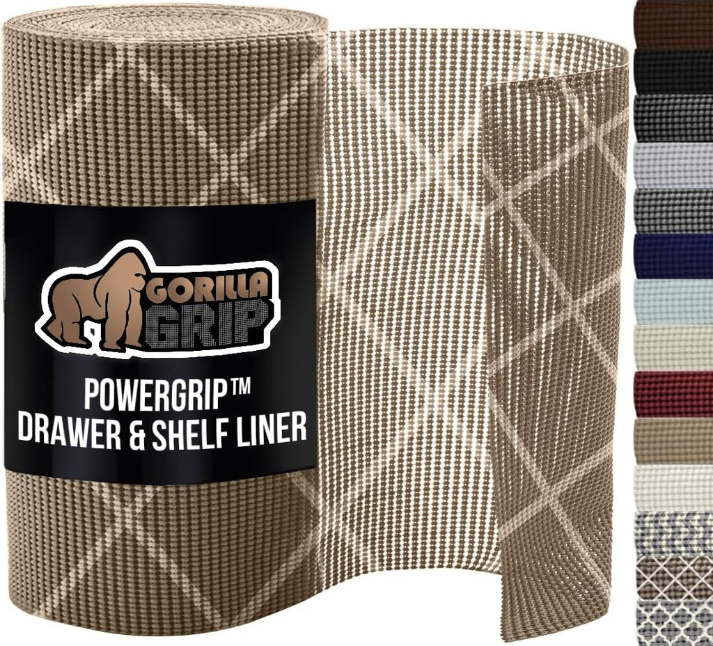 GORILLA GRIP powerGRIP Drawer Shelf and Cabinet Liner, Thick Strong Hold