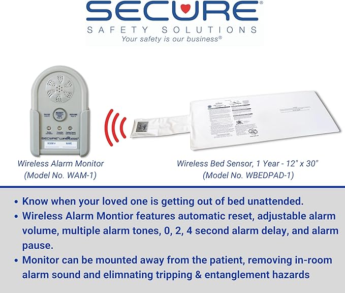Secure Bed Alarm for Elderly Adults, Dementia Patients, Seniors