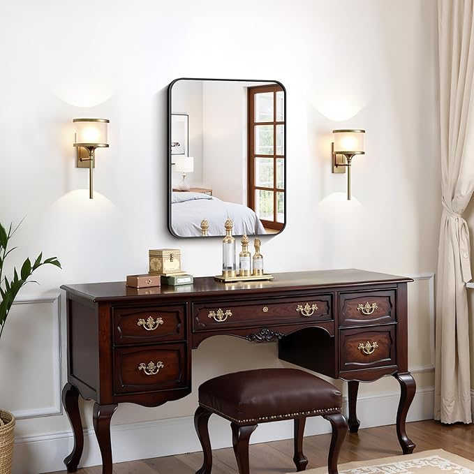 FORBATH Bathroom Mirror for Over Sink 18x24 Inch Black, Rectanglar Wall Mirror