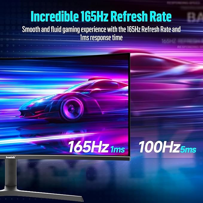 Gawfolk 34 Inch Ultrawide Curved Gaming Monitor, 1500R PC Screen UWQHD 3440x1440
