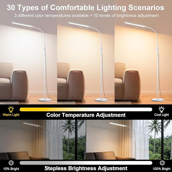 Bright LED Eye-Protecting Reading Floor Lamps