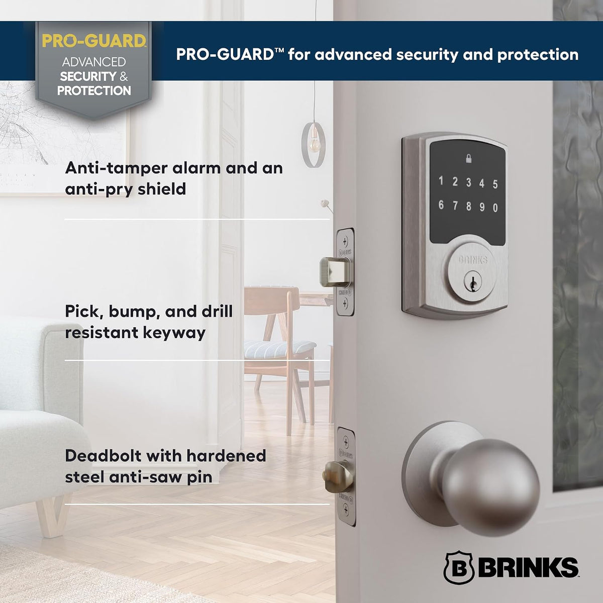 brinks keyless entry electronic touchpad door lock, side view