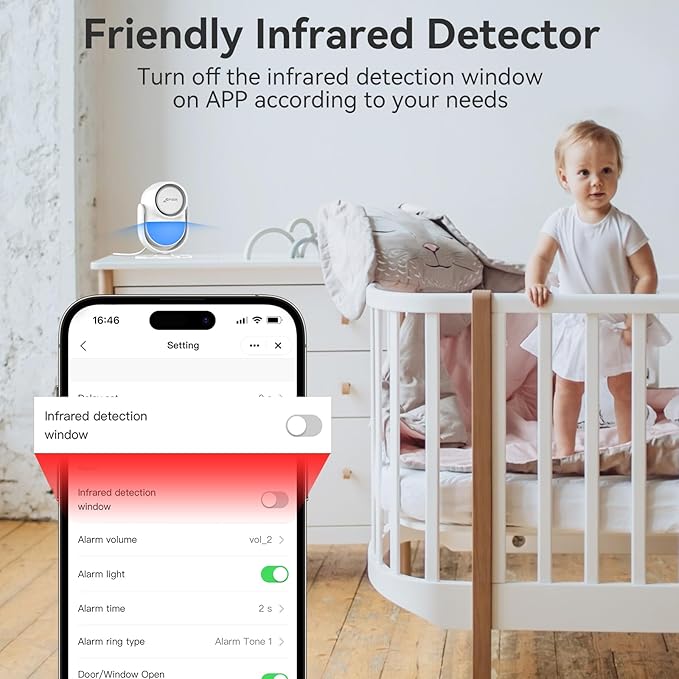 CPVAN WiFi Motion Sensor Alarm, 125dB Wireless DIY Smart PIR Motion Detector