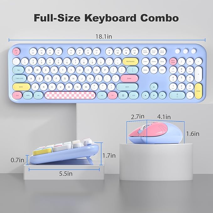Wireless Keyboard and Mouse Combo, 2.4G Retro Typewriter Keyboard