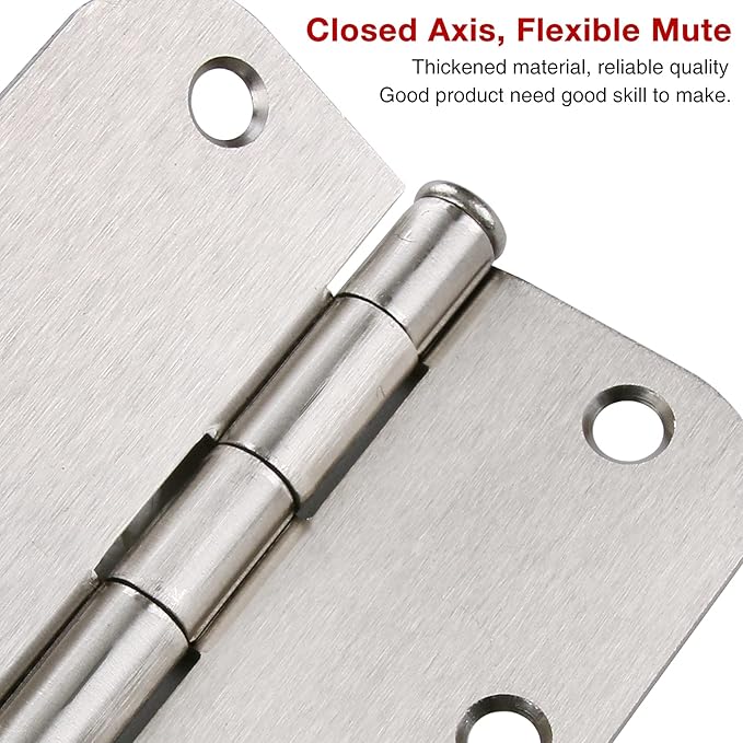 100 Pack Interior Door Hinges Brushed Nickel 3.5 inch x 3 1/2" 5/8" Round