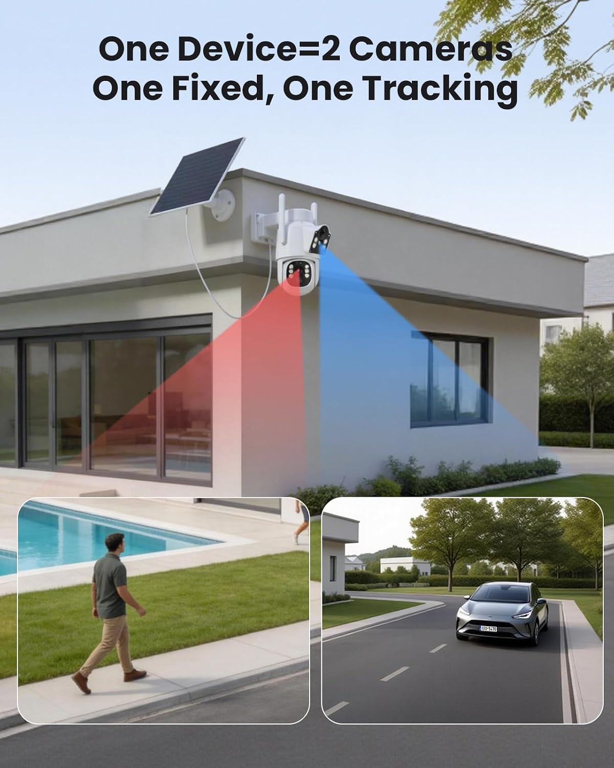 hiseeu security camera, 4mp solar security cameras wireless, side view