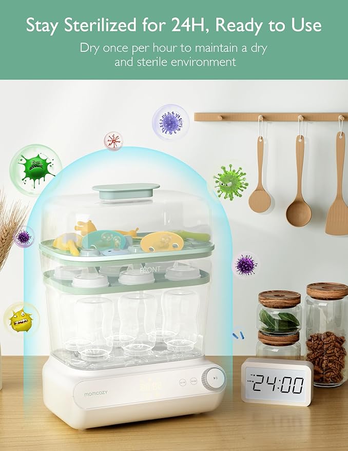 Momcozy 3 Layers Large Bottle Sterilizer and Dryer, Fast Sterilize and Dry