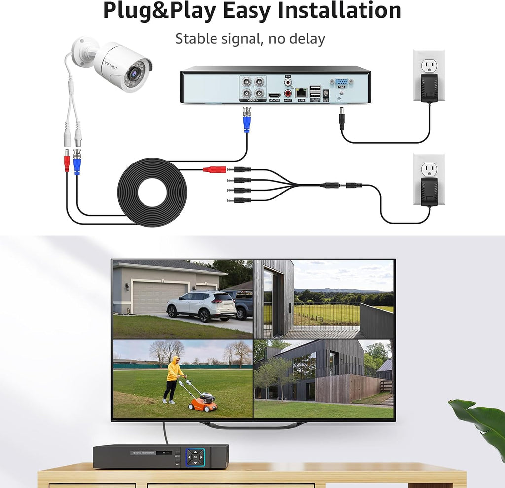 wired security camera system outdoor, 4x 1080p cctv shown in use