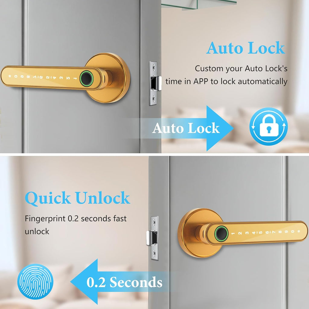 fingerprint door lock biometric door knob with keypad, package contents