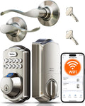 Veise VE012W-B Smart Wi-Fi Deadbolt Lock with Handle Set, Satin Nickel